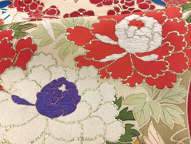 平和屋着物□極上 アンティーク 大正ロマン 振袖 駒刺繍 結び紐花文 金糸 金彩 逸品 BAAH3778zb4 - メルカリ