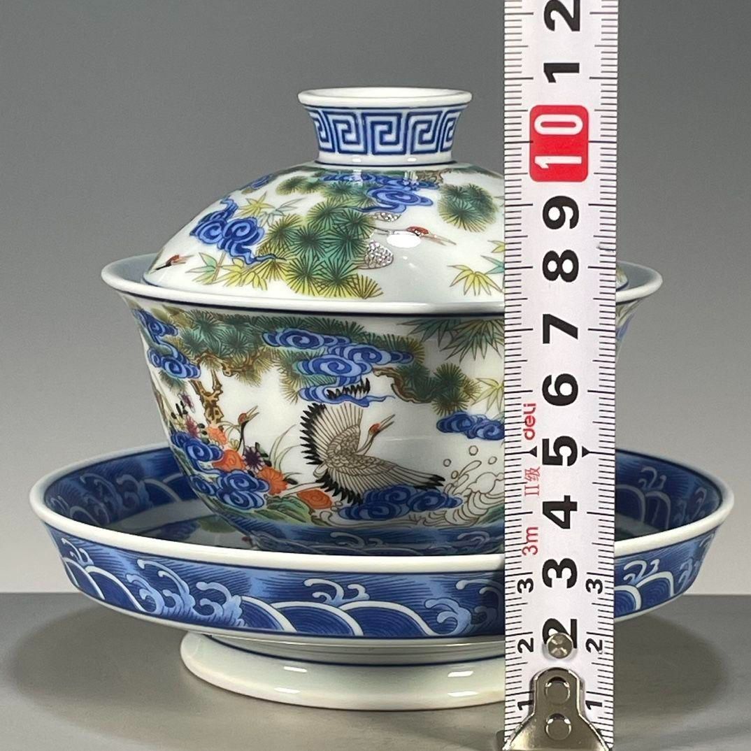 新品】景徳鎮 青花竜紋三才蓋碗 茶碗 湯飲み煎茶器 中国茶器 景