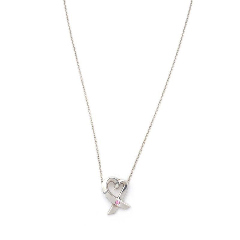 ティファニー Tiffany-Co. ネックレス ラビングハート 1P サファイア シルバー925 シルバー 約3g 6-12-105