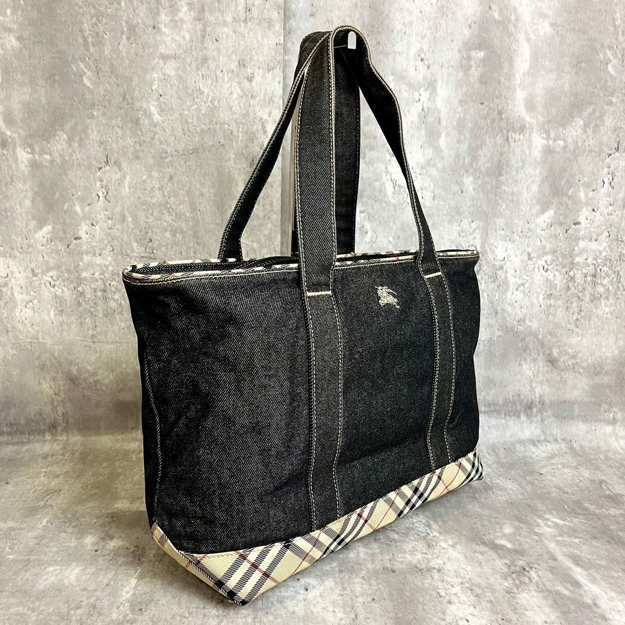 極美品】バーバリートートバッグキャンバスレザーシャドーホースA4可