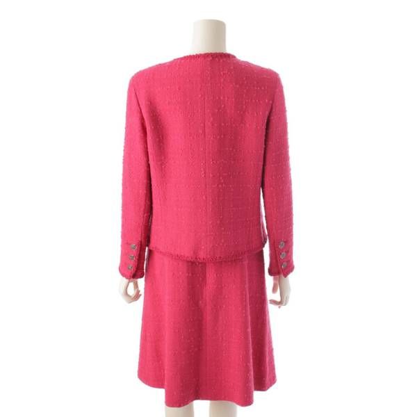 シャネル】Chanel カメリア ツイード ノーカラージャケット＆スカート  