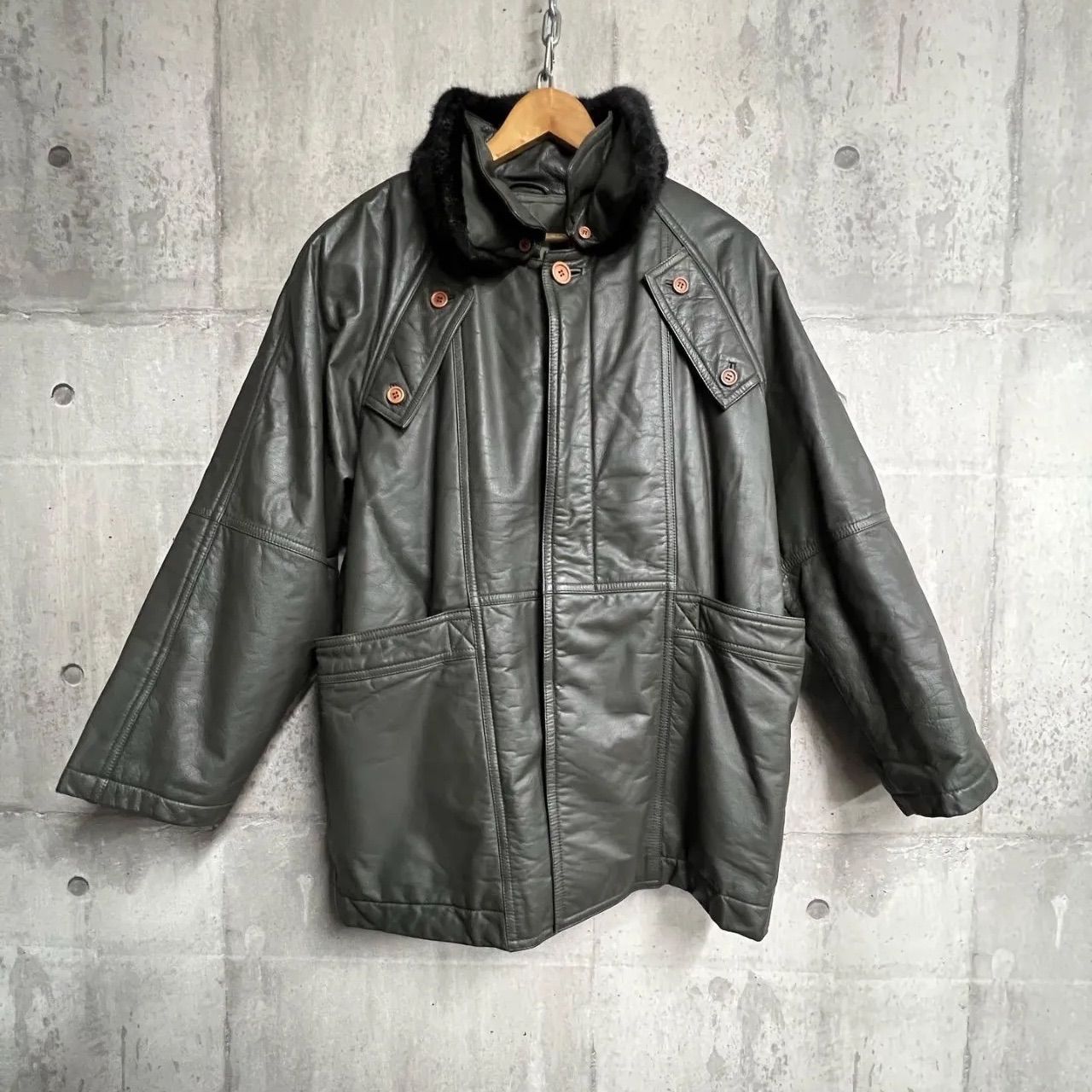 80s 90s hai sporting gear レザー 中綿　ジャケット