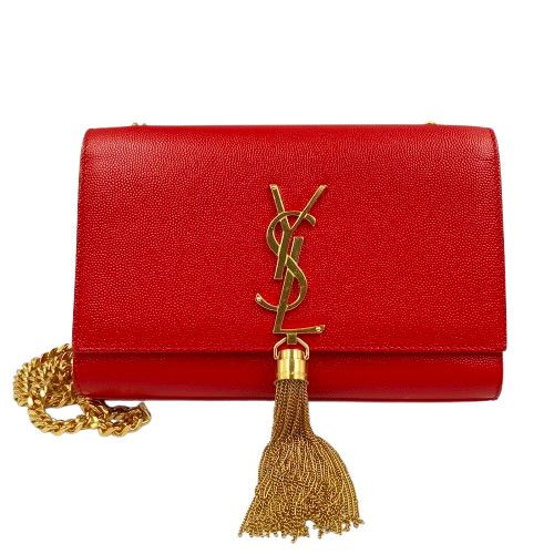 YSL サンローラン レッド ショルダーバッグ タッセル ケイト