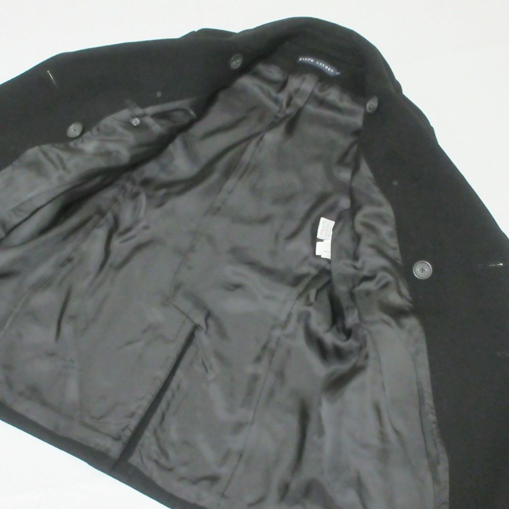 RALPH LAUREN 黒 ダブルブレスト ピーコート 120 美品　子供服 古着 レザー コート 黒 ダブルボタン ピーコート 90sビンテージ ポロ