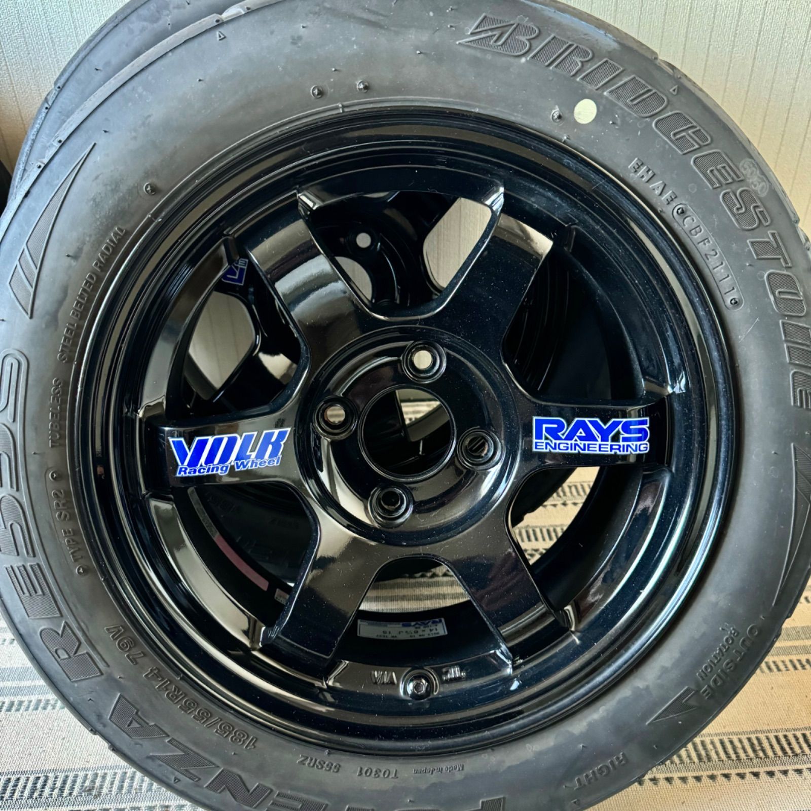 2013年式 rays volk racing TE37 14インチ 6.5j 15 4-100 BK
