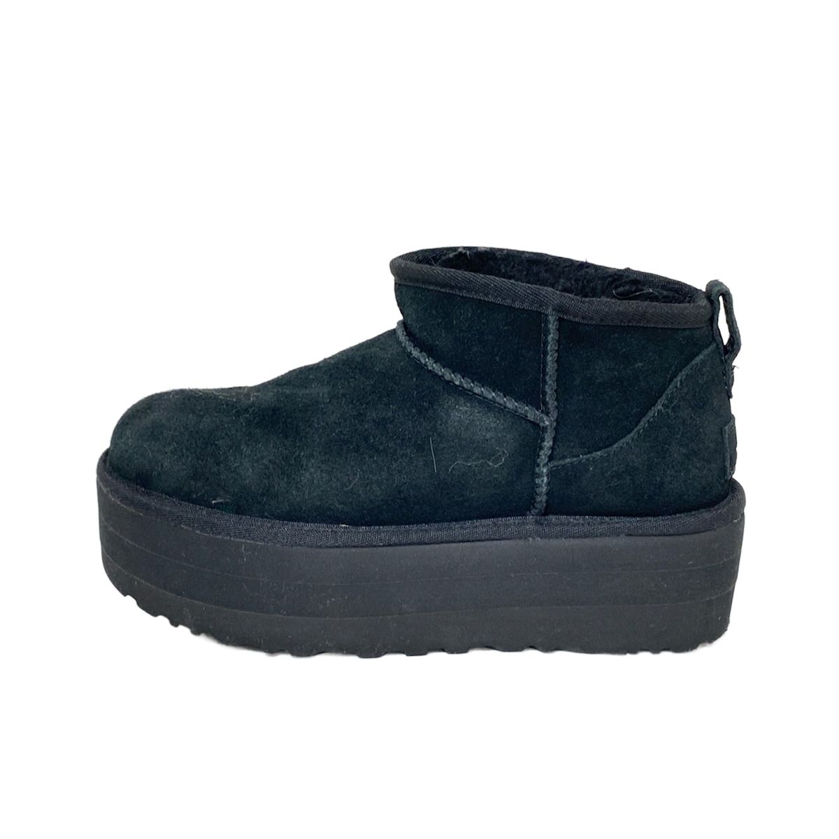 UGG アグ ショートブーツ 24 レディース クラシック ウルトラ ミニ プラットフォーム 1135092 黒 ムートン