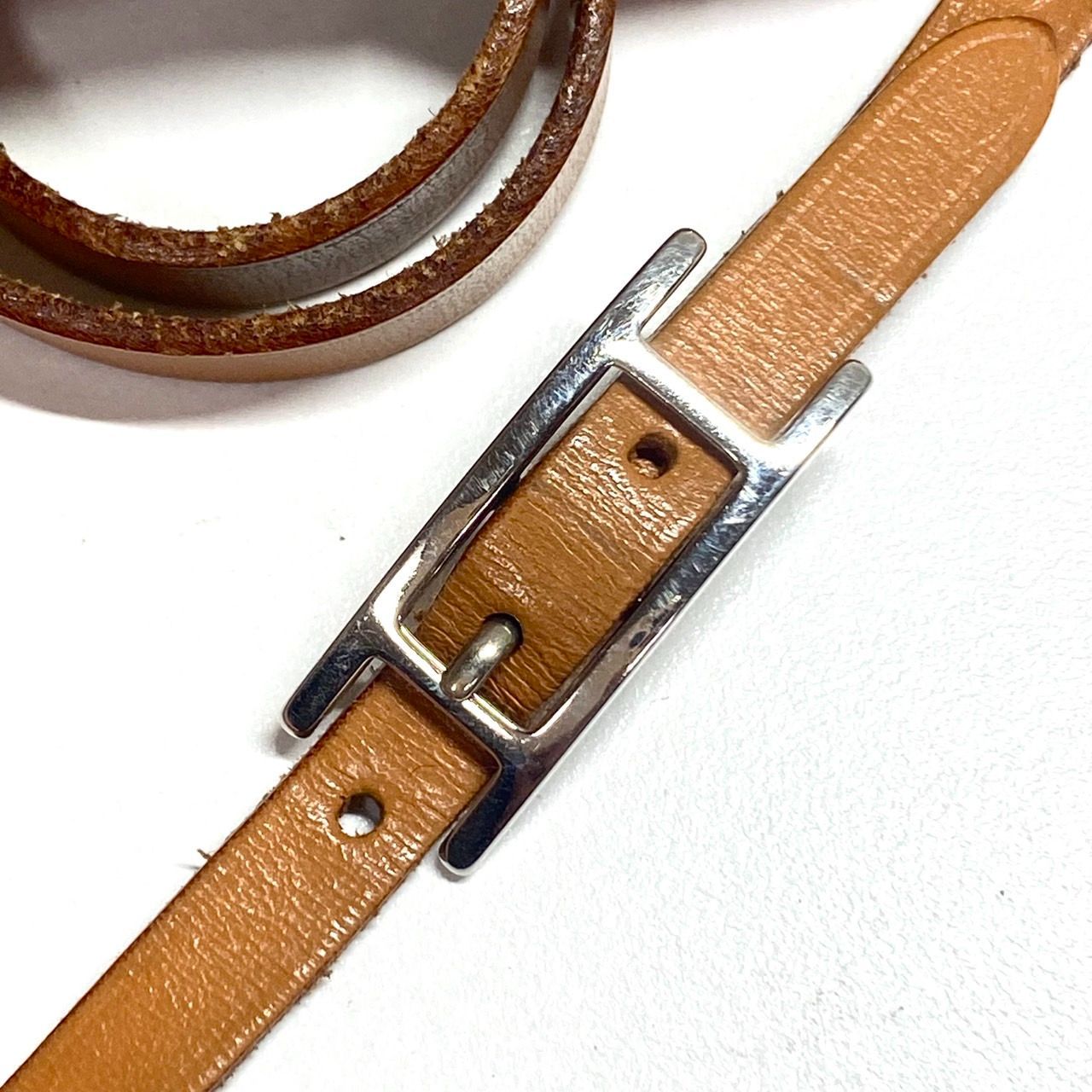 中古品】HERMES エルメス アピ3 レザーブレスレット Hバックル