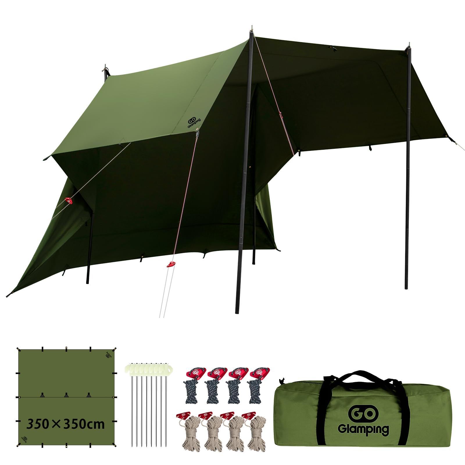 GOGlamping HENGEN+スクエアタープTC 3.5m 黒 GOGlamping HENGEN+