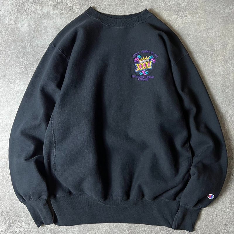 90s トリコタグ Champion 1997 スーパーボウル 刺繍 リバース