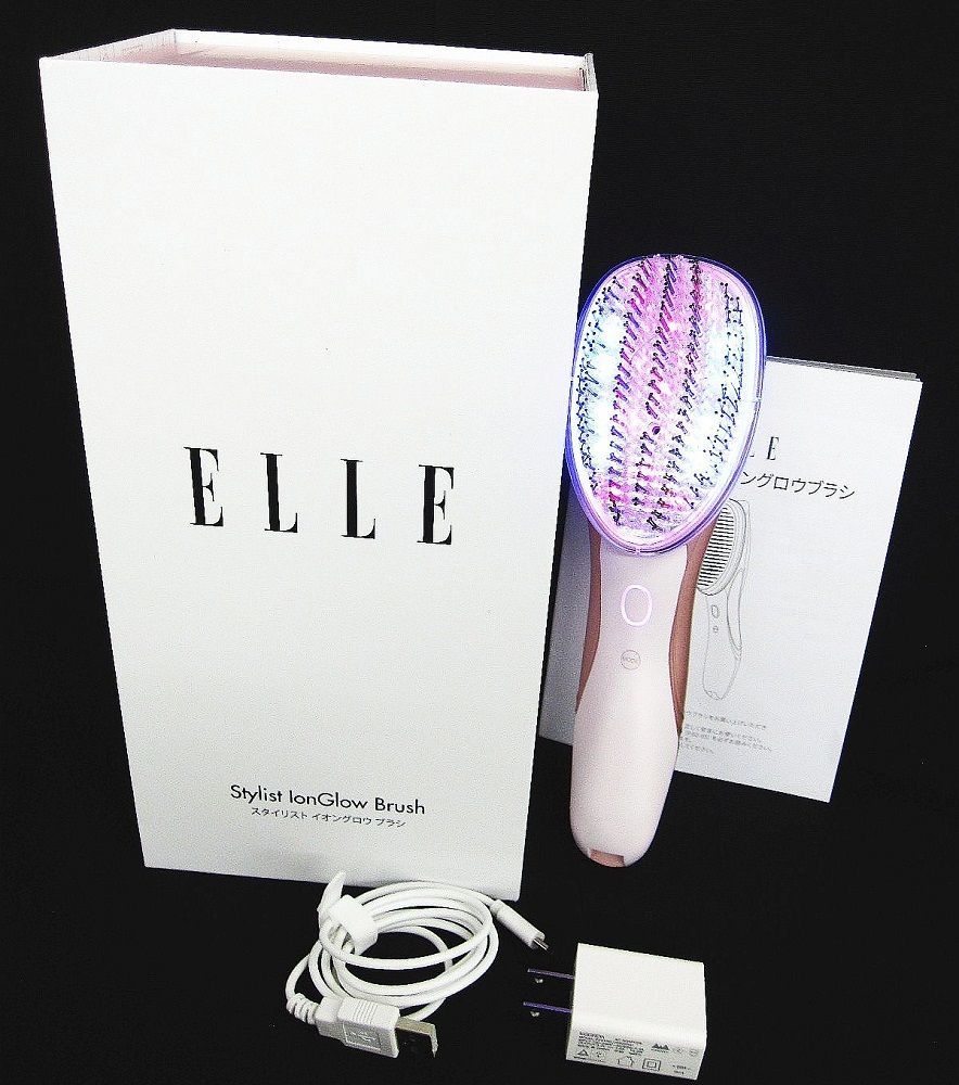 CHOUCHOU × ELLE スタイリストイオングロウブラシ ESIB-PK-02 赤色青色LED マイナスイオン K0003-1002-3