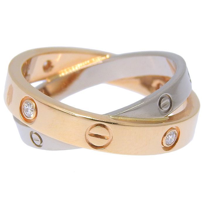 極美品 カルティエ ビーラブ リング 750 K18 PG WG ダイヤ 6P カルティエ(CARTIER)カルティエ ビーラブ 6Pダイヤ リング リング