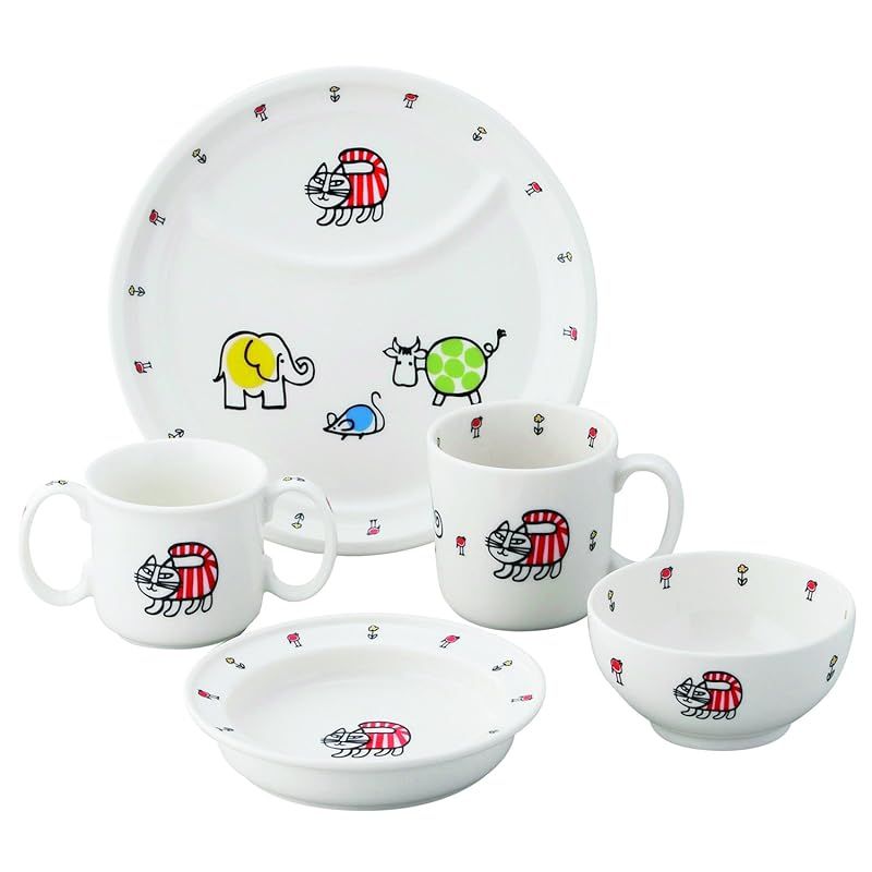 山加商店 Yamakasyoten Lisa Larson リサ ラーソン 子ども食器 5点セット 両手マグ ランチプレート お茶碗 マグカップ プレート皿 ベビー マイキー柄 化粧箱入 子供用 LL50-114