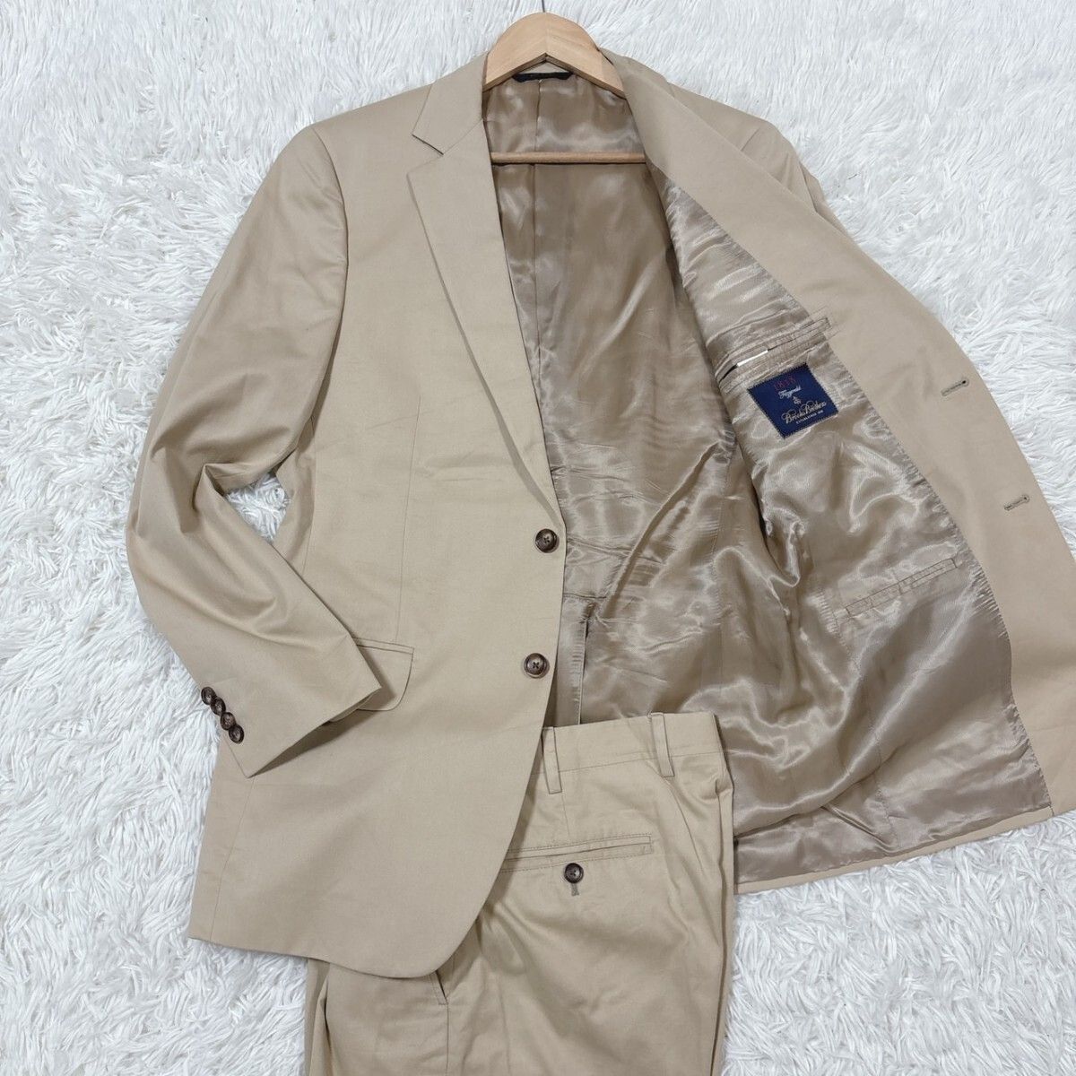 Brooks Brothers ブルックスブラザーズ 1818 Fitzgerald イタリア製 コットン セットアップスーツ ベージュ系 ビジネス メンズ