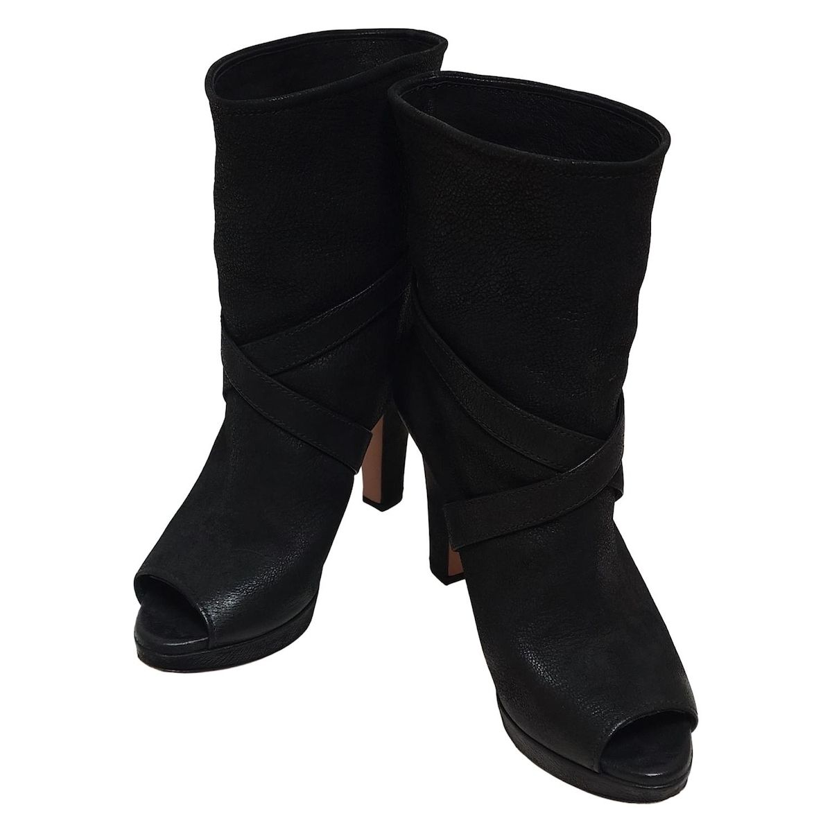 PRADA プラダ ショートブーツ 35 1|2 レディース - 黒 オープントゥ