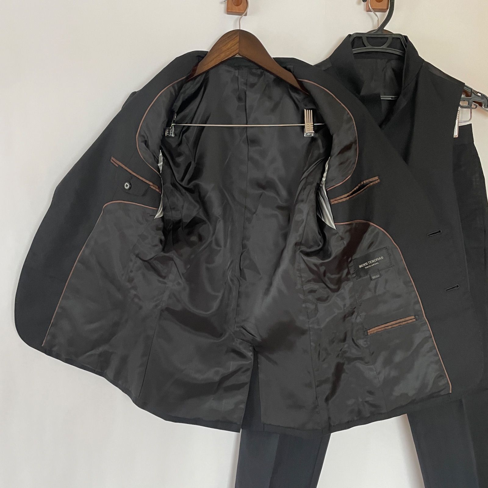 美品】メンズティノラス スリーピース スーツ セットアップ S ブラック