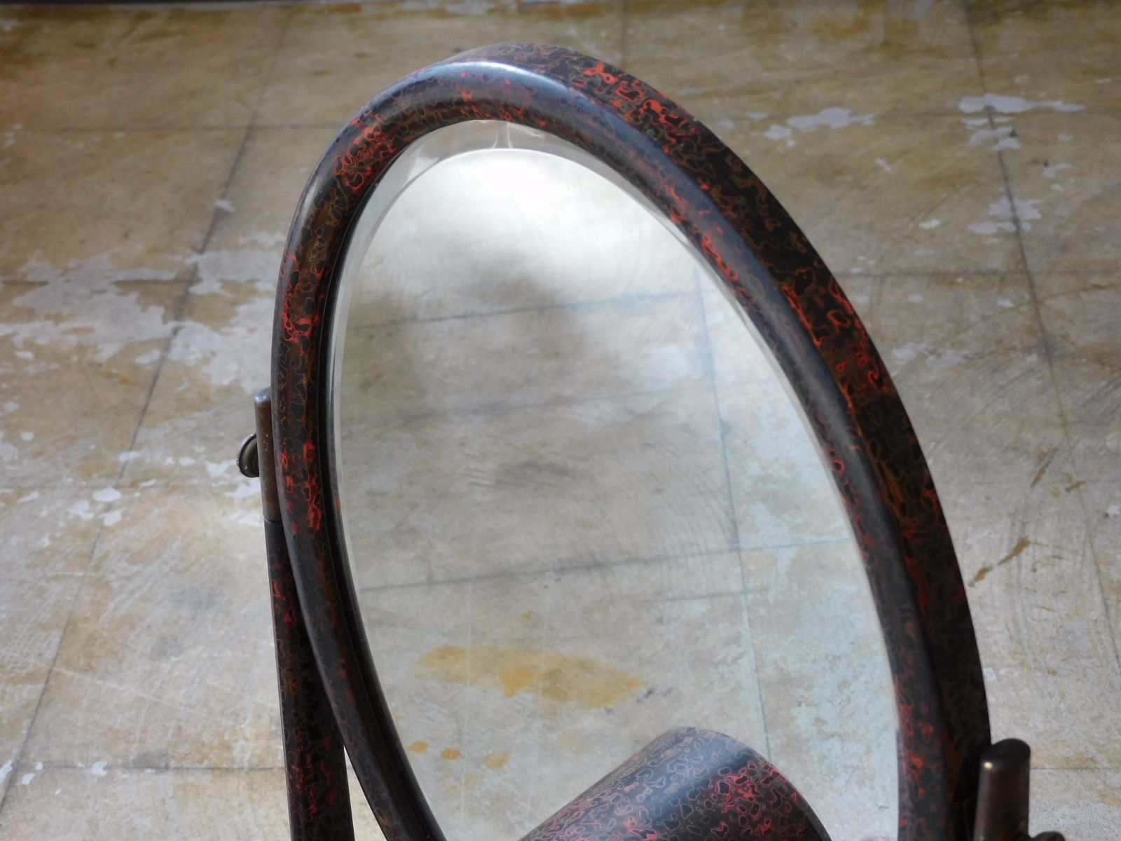 戦前 津軽塗 造りのいい鏡台 HK-a-05560 古道具 和家具 引出し 和製アンティーク ミラー 姿見 民芸家具 箪笥 枕箪笥