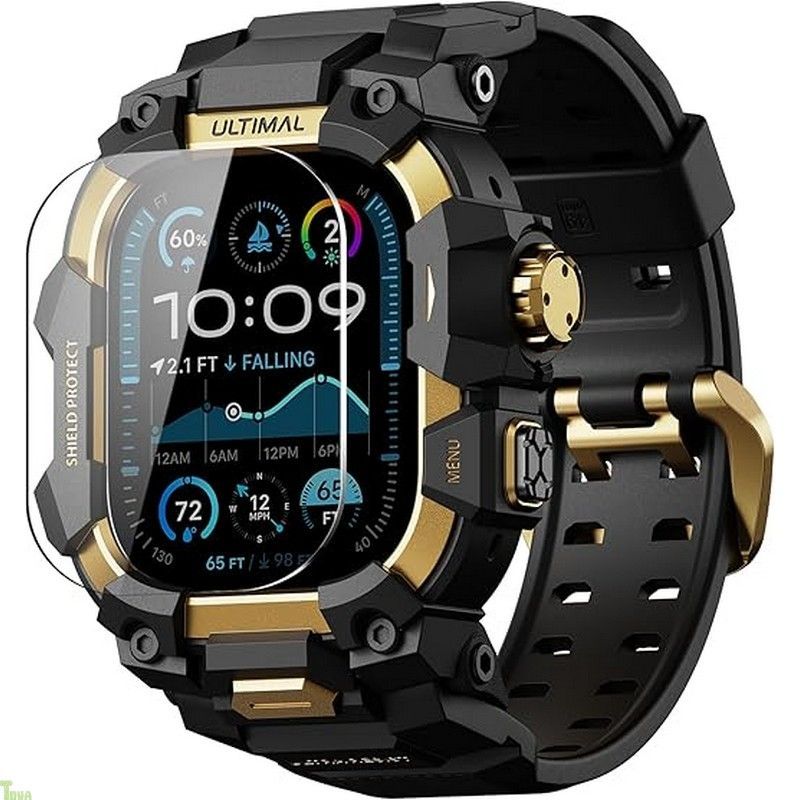 コンパチブル Apple Watch Ultra 3 Ultra 2 Ultra バンド アップル ウォッチ バンド 49mm ケース 一体型 ミリタリーグレード耐衝撃バンパーカバーTPU TPE 耐衝撃 滑り止め 耐久性 落下防止 ゴ