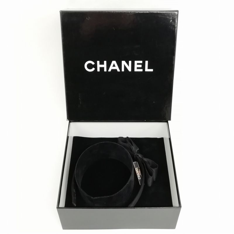 シャネル CHANEL リボン カチューシャ ヘアアクセサリー ブラック