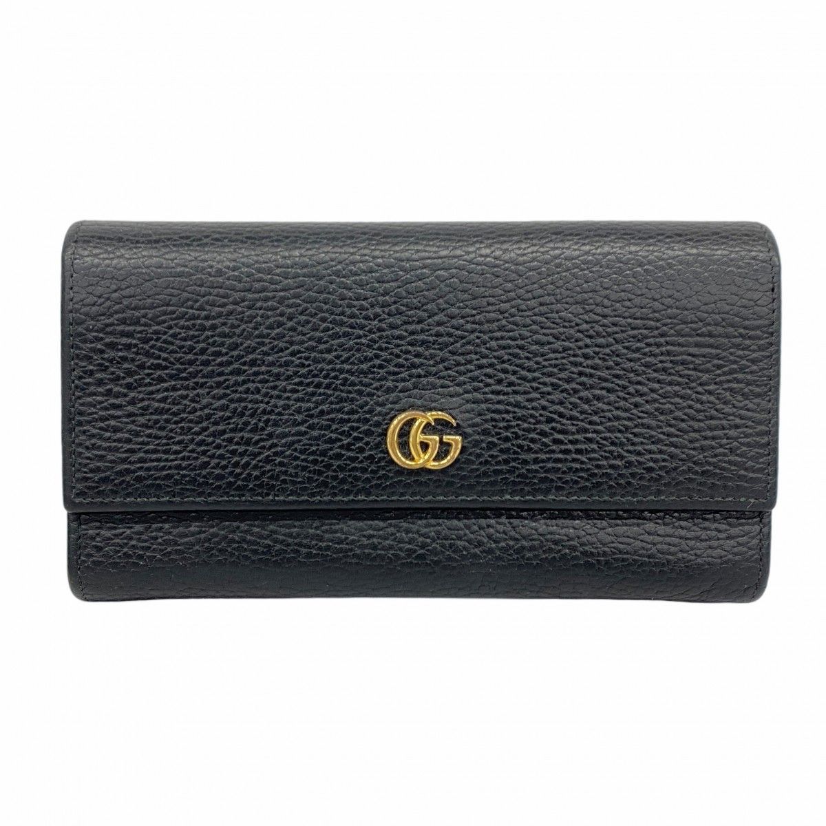 5ea0297 グッチ 長財布 GGマーモント 456116 レザー ブラック ゴールド金具 レディース