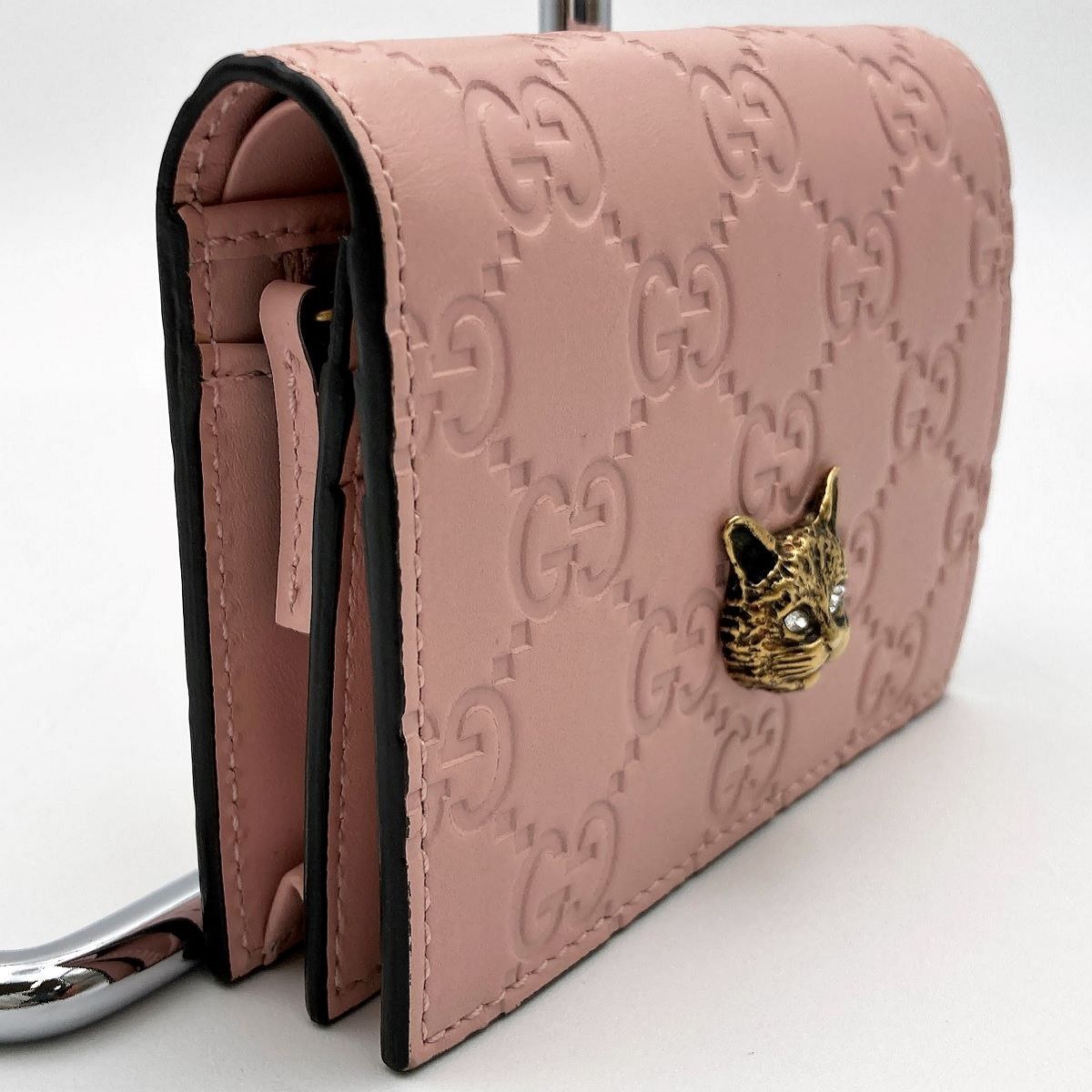 美品 GUCCI グッチ グッチシマ キャットヘッド 猫 二つ折り財布 財布