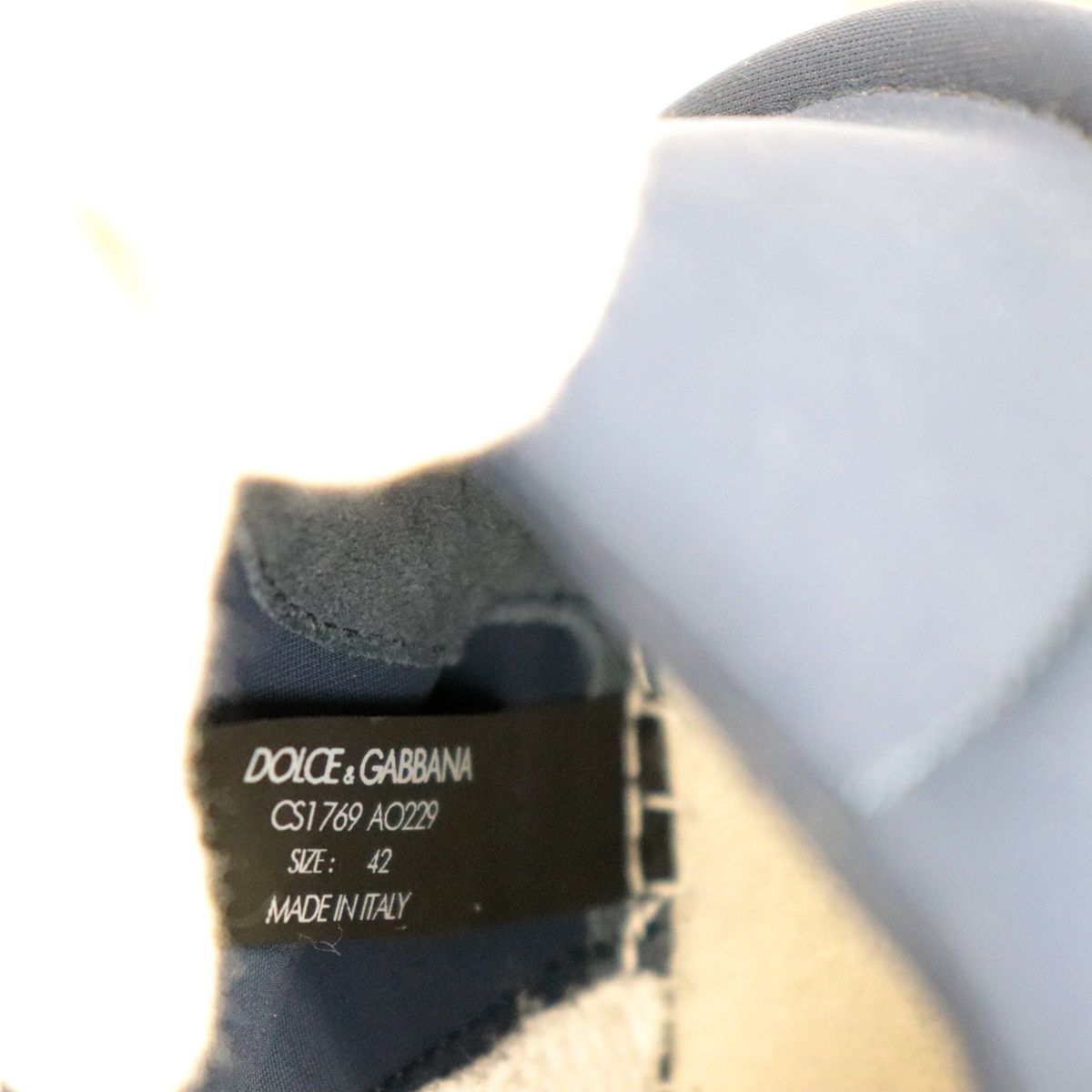 美品 ドルチェ&ガッバーナ MIXED-MATERIAL NS1 SLIP ON スニーカー メンズ 白 ネイビー ゴールド 42  DOLCE&GABBANA