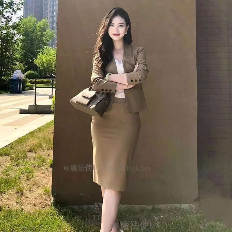 ノージャケット タイトスカート セットアップ スーツ 韓国