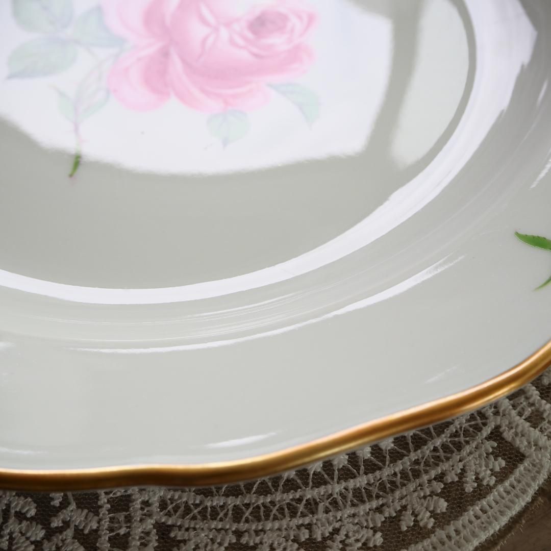 美品　Meissen マイセン ピンクローズ 25cmプレート　薔薇　F7 美品 Meissen マイセン ピンクローズ 25cm ディナープレート