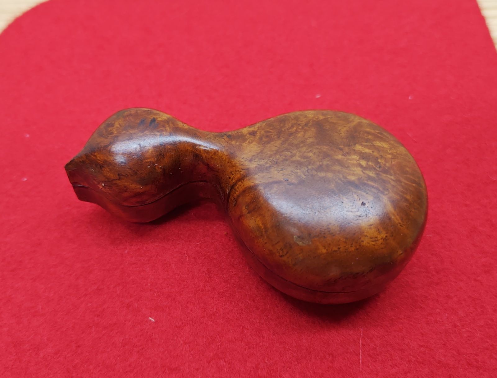 逢絢亭 茶道具 香合 山中塗 花梨の木 瓢香合 木製 角出俊平 共箱入り