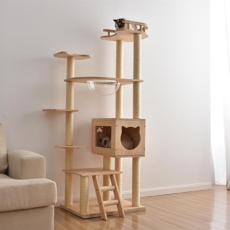 1pc ウィスカーワンダーズ 多層猫タワー ウィズ サイザルロープ スクラッチングボール 居心地の良いベッド - 耐久性とスタイリッシュな猫用スクラッチャー 安全な遊びとリラックスのための透明な宇宙船デザイン - 猫用ペット用品
