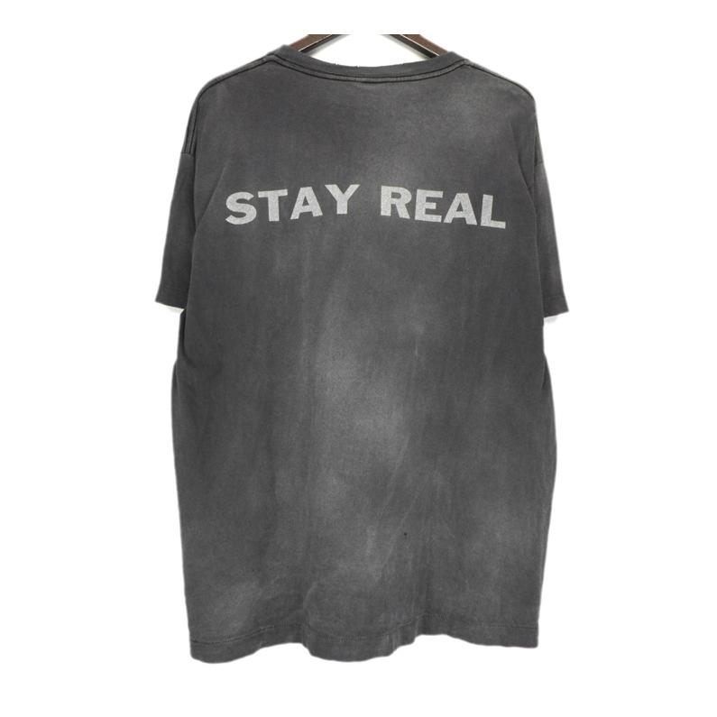 セントマイケル SAINT MICHAEL 24SS STAY REAL SM YS8 0000 C49 ヴィンテージ加工 プリント 半袖 Tシャツ w24348