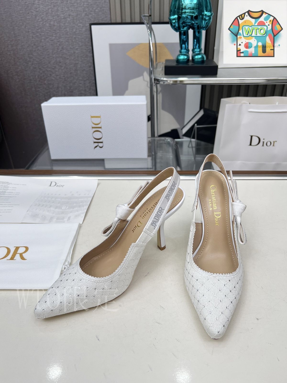 Dior 刺繍ハイヒール アルファベットロゴリボンサンダル01-DI27
