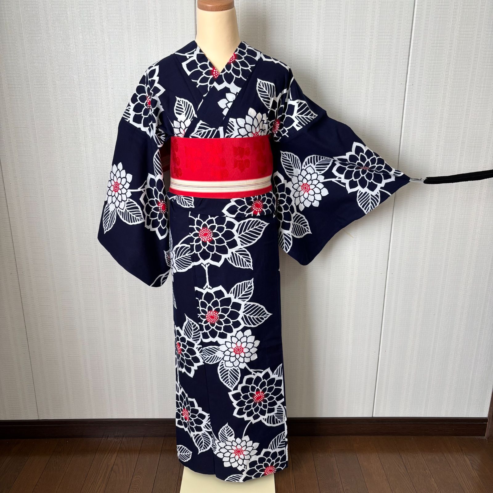 セット 絞り浴衣番傘模様＋博多半幅帯 古代人物模様 セット 絞り浴衣