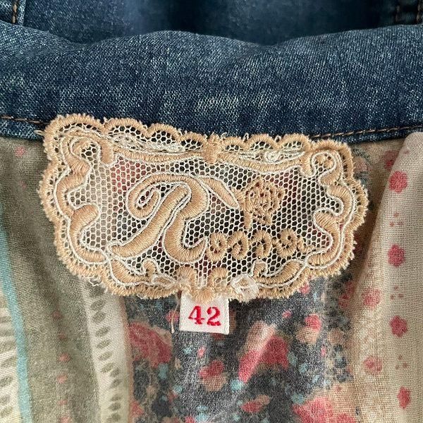 インポートロッサ ジャケット ミリタリー調 デニム切り替え 刺繍 42 大きい anc インポートロッサ import Rossa ジャケット 42 青系 デニム 薄手