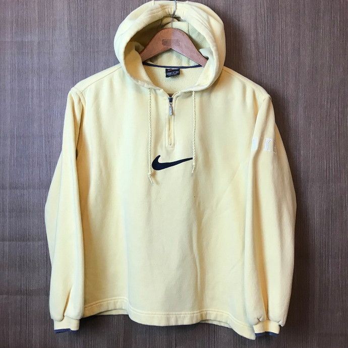 《キッズ》90s NIKE ナイキ スウォッシュ ロゴ ハーフジップ スウェット パーカー サイズ S (4-6) 90年代 古着 k24110146