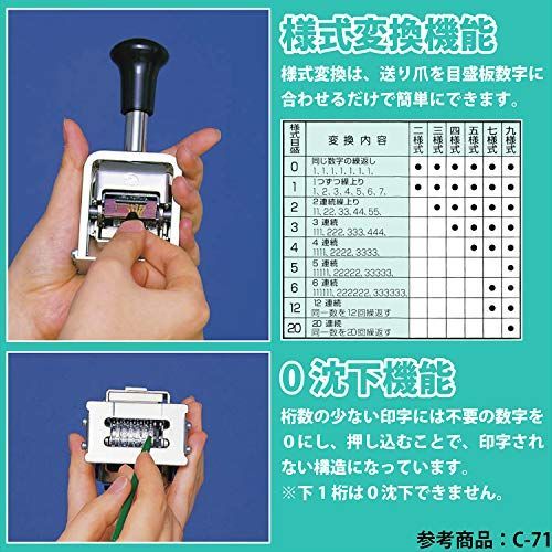 6桁7様式(L字体) ライオン事務器 スタンプ ナンバリング C型 6桁 7様式