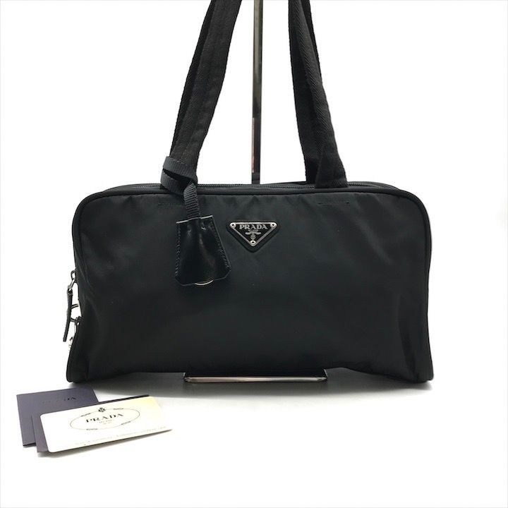 美品 PRADA プラダ 三角ロゴ ナイロン テスート ハンド ボストン