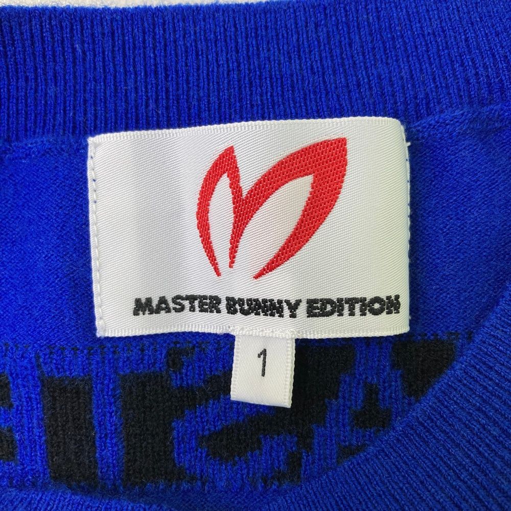サイズ：1 MASTER BUNNY EDITION マスターバニーエディション  ウール混 ニットセーター ロゴ ブルー系 [240101480615] ゴルフウェア レディース ストスト サイズ：1 MASTER BUNNY EDITION マスターバニーエディション