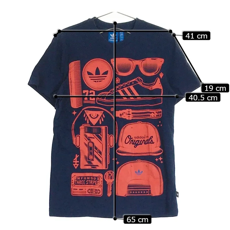 30895】 adidas アディダス 半袖Tシャツ カットソー サイズM ネイビー