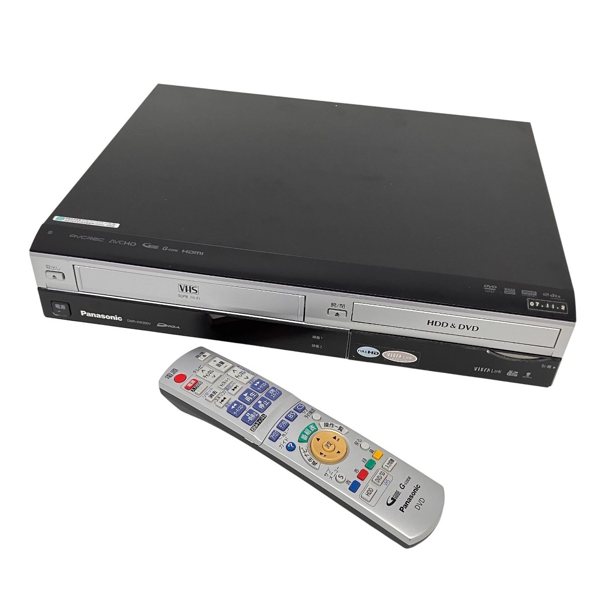 Panasonic DMR-XW200V パナソニック VHS-HDD-DVDレコーダー リモコン付 2007年製 Z10344477