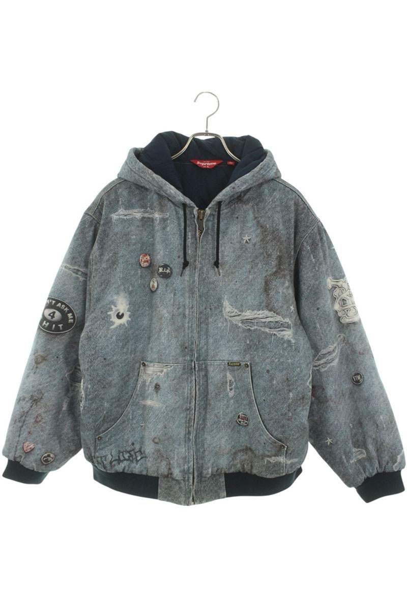 シュプリーム HJR Trompe Loeil Hooded Work プリントデニムブルゾン 