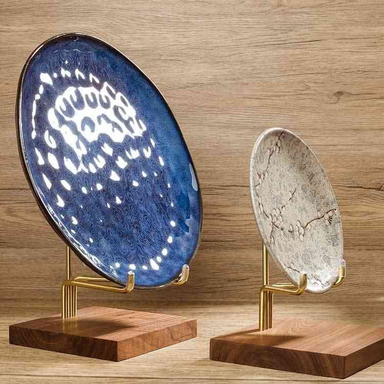 天然木 皿たて 小物 インテリア ガラス皿 ディスプレイスタンド