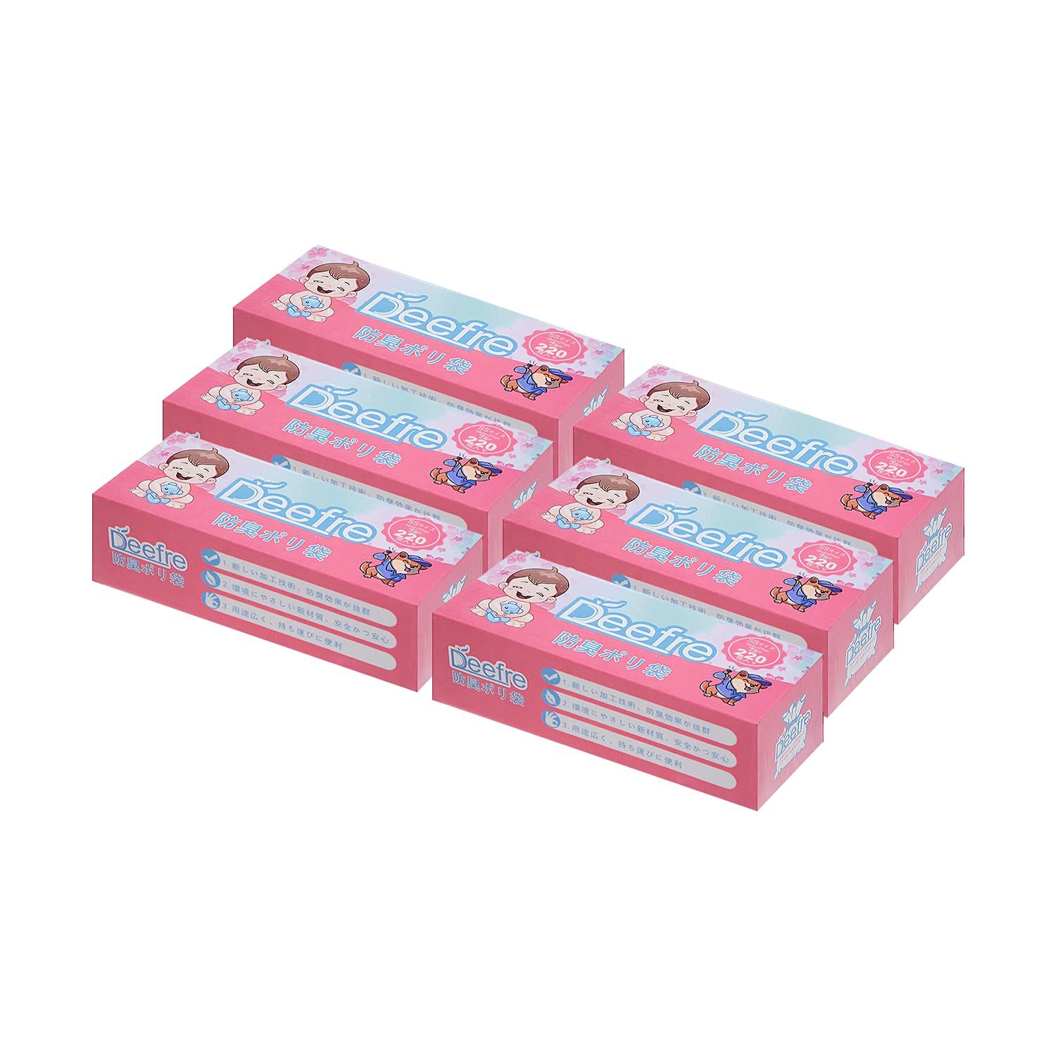 Deefre おむつが臭わない袋 SSサイズ におわない袋 オムツ 袋 防臭袋 7層フィルム 臭わない袋 ゴミ袋 赤ちゃん用 ペット用 防臭ポリ袋 ピンク 18 27 cm