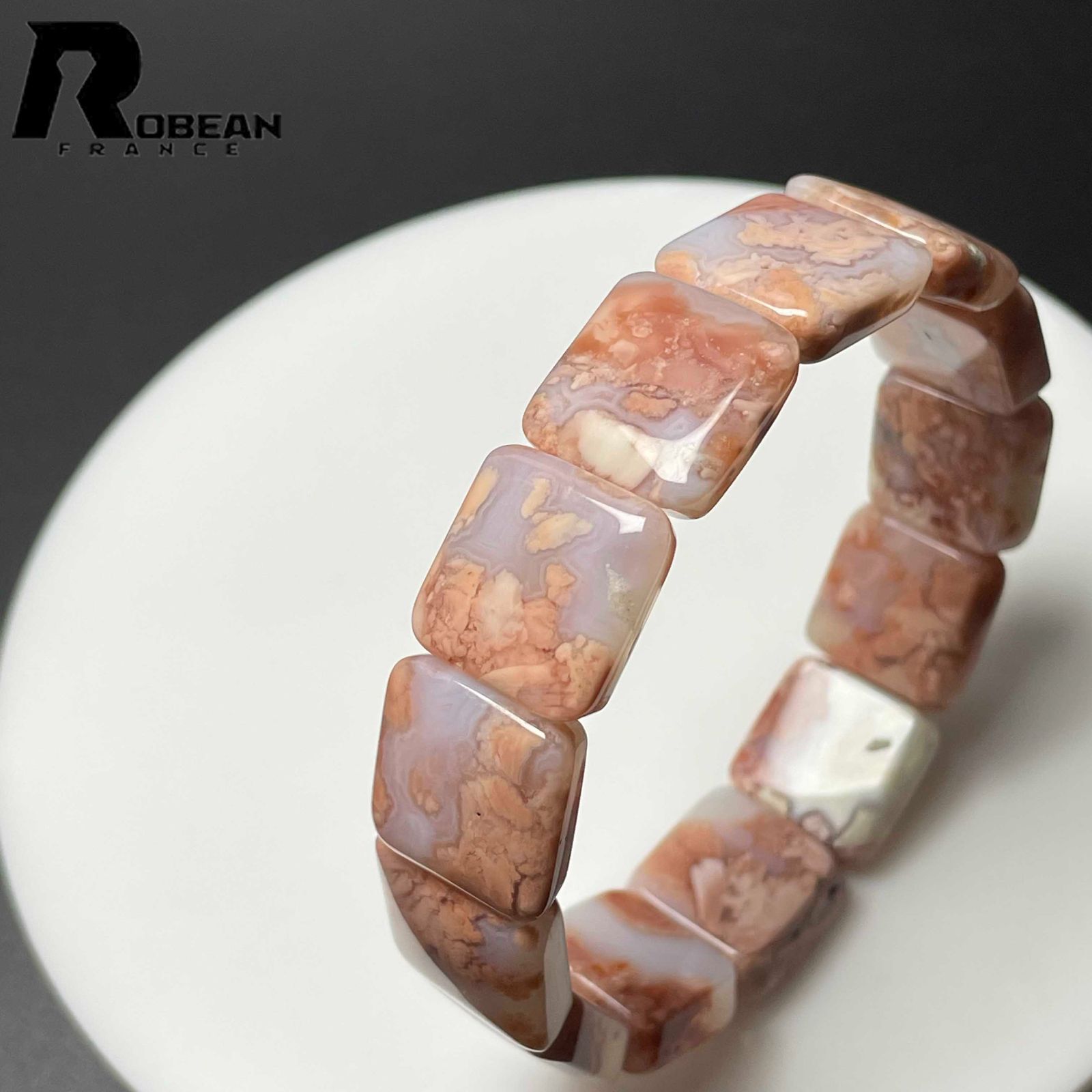 綺麗 EU製 定価6万円☆ROBEAN・ピンクカルセドニー・バングル