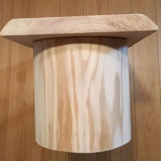 一点物 国産杉スツール ベンチ 無垢杉一枚板 丸太脚 ディスプレイ台