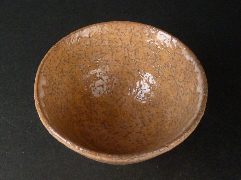 清宮】椿秀窯 小野光臣「萩茶碗」共箱 幅 約14.5cm 高さ 約9cm
