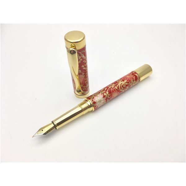 万年筆 文房具 しだれ桜 赤色 美濃和紙 友禅紙 文具 ステーショナリー SKLAD-KIRPICHA_RU