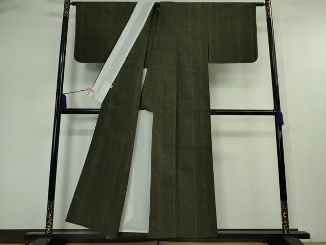 平和屋本店□極上 白たかの絣 単衣 110亀甲 あらと織 笹竹文 反端付き