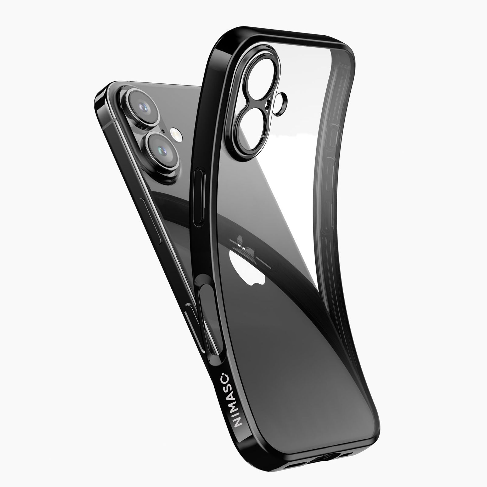 カバー 米軍MIL規格 薄型 衝撃吸収 TPU素材 スマホケース カメラ ソフト レンズ保護 透明 黄ばみにくい ケース クリア いphone16用ケース 用 ワイヤレス充電対応 iPhone16 光沢ブラック（清水シリ