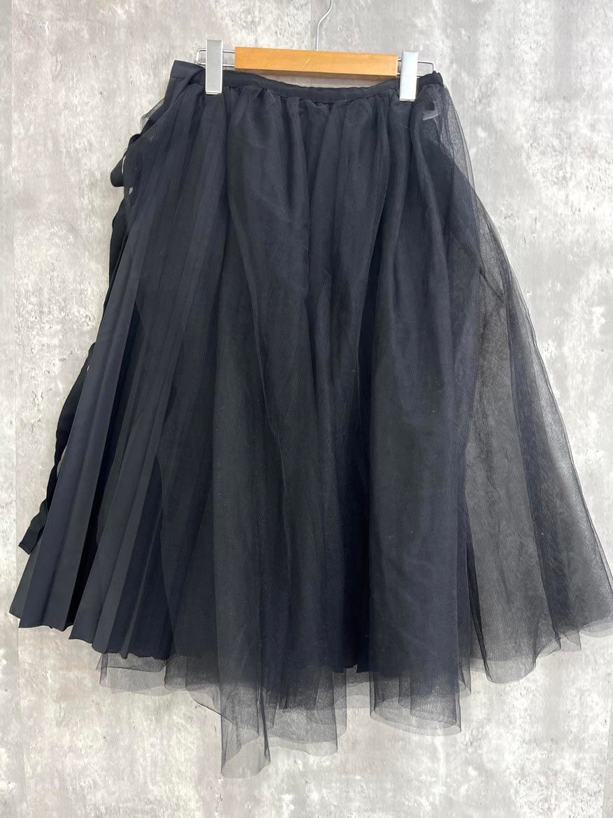 aquagirl アクアガール ダブル チュール プリーツ フ スカート size36|黒 ◎レディース