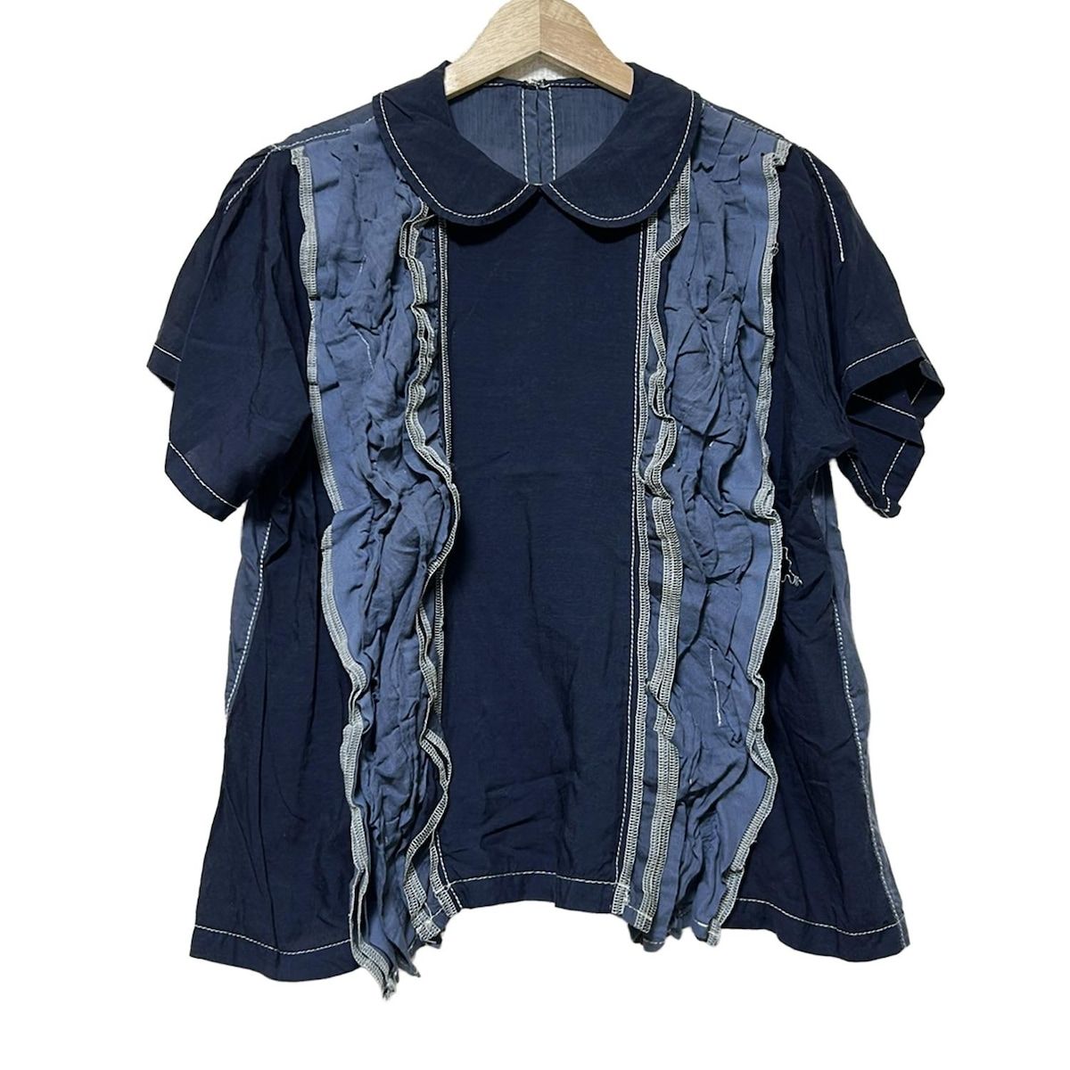 tricot COMME des GARCONS フリル半袖 ネイビー Mサイズ tricot COMME des GARCONS フリル半袖 ネイビー Mサイズ - メルカリ